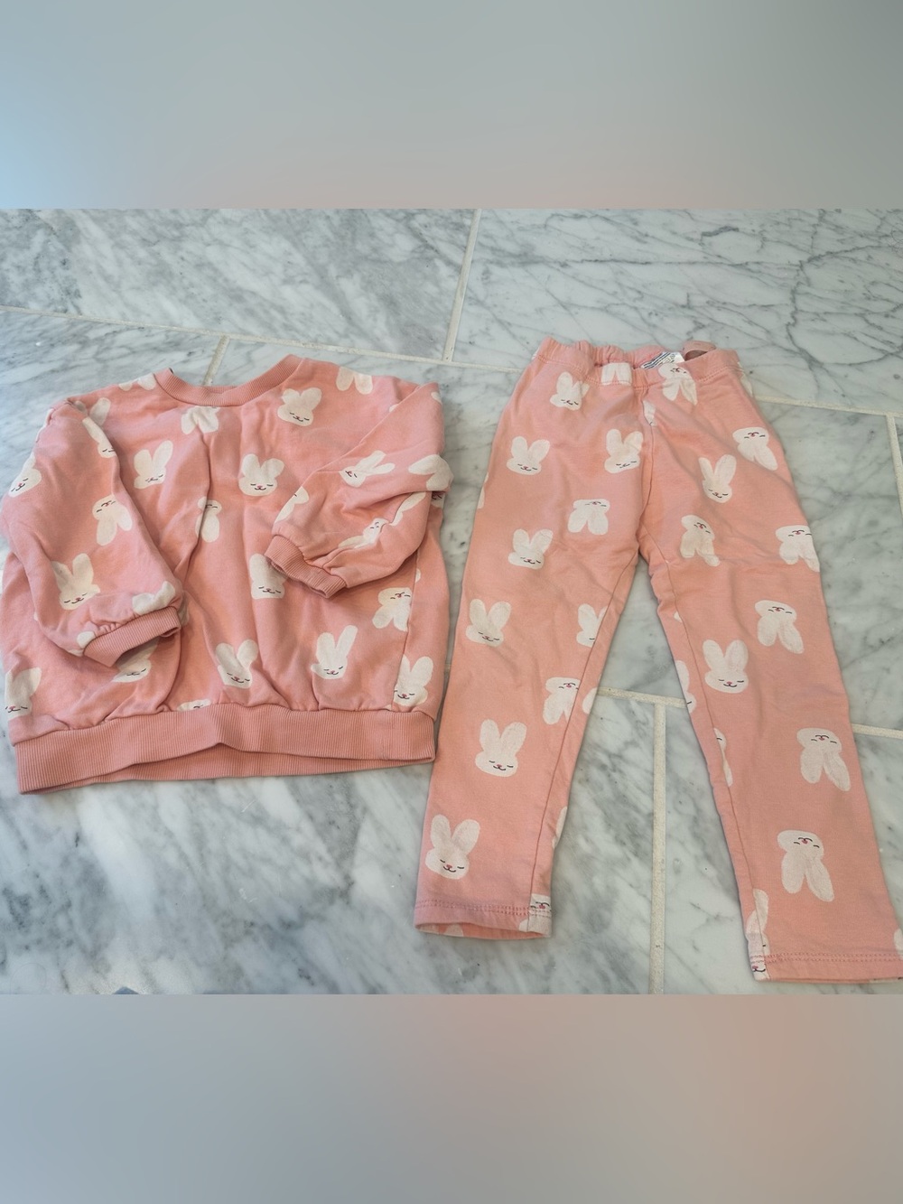 Kids Pink Bunny Set - Soft Cotton Top & Pants